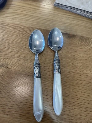 2 布加迪适用于 Vietri Aladdin 餐具 Pearlescent 象牙色 丙烯酸手柄 8 英寸勺子 — 第 1/4 张图片