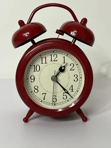 Pottery Barn Kids Red Battery Operated Double Bell Metal Alarm Clock With Snooze - Picture 1 of 8