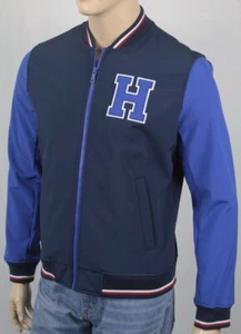 Tommy Hilfiger Navy Letterman Bomber Water Resistant Full Zip Jacket NWT $175 - Picture 1 of 1