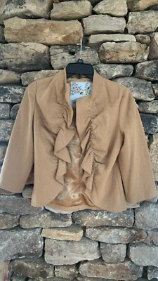 Blazer para mujer con volantes delanteros de TABITHA, talla: 2 - Boho Chic tostado Foto 1 de 4