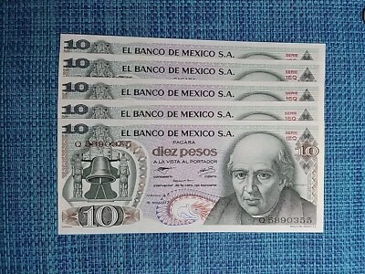 🇲🇽 墨西哥 10 比索 1977 年 2 月 18 日 P-63i UNC 意甲 "1EQ" 纸币 020625-19 — 第 1/2 张图片