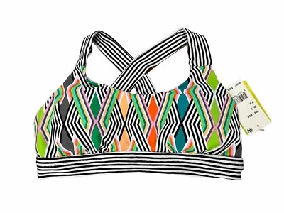 Sujetador deportivo Trina Turk Recreation para mujer XS multicolor con tiras geométricas Foto 1 de 4