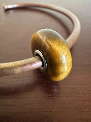 TROLLBEADS Tiger Eye Quartz Bead LAA 925S Authentic Older Flashy Slim Gemstone - Image 1 of 4