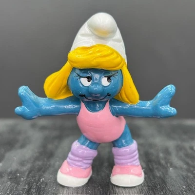 Smurfs Aerobic Smurfette Smurf Vtg Figure Schleich PVC Figurine Leg Warmers 1984 - Image 1 of 4
