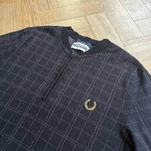Fred Perry x Miles Kane Black Two Tone Knitted 1/4 Zip Polo Shirt Size Small (S) - Picture 1 of 15
