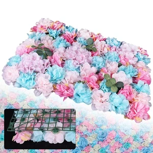 12x Romántico Flor Artificial Pared Hortensia Rosa Telón de Fondo Decoración Boda - Imagen 1 de 17