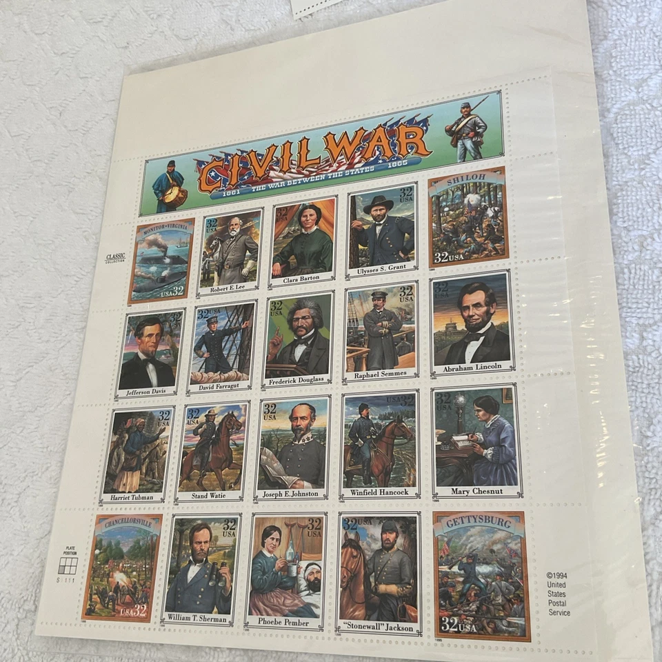 U.S.-(-1995-)-CIVIL WAR,32c.FULL MINT SHEET MNH - Image 1 of 1
