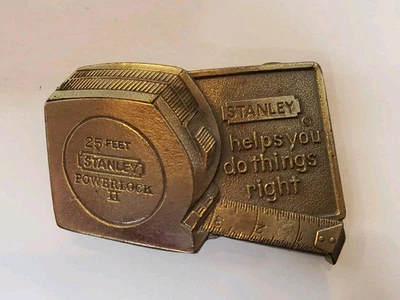 Cinta métrica Stanley Tools 1980 vintage edición limitada hebilla de cinturón de latón macizo  Foto 1 de 4