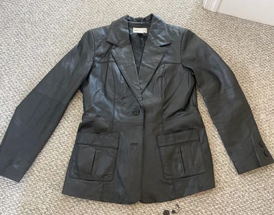 Chaqueta Blazer Clásica De Colección Para Mujer Newport News Cuero Negra Talla 10 Foto 1 de 4