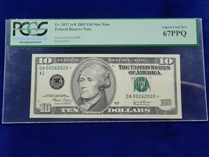 ๐ 2003 $10 Fr. 2037-A* Federal Reserve Star Note PCGS SUPERB GEM NEW 67-PPQ - Picture 1 of 2