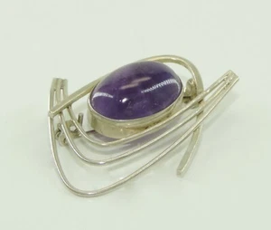 Vintage Brosche 830er Silber mit Amethyst - Bild 1 von 2