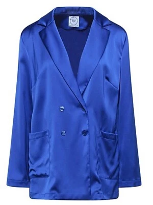 RSVP Cárdigan Répondez s'il vous plaît Talla 46-10 Hecho en Italia Azul Satinado Nuevo Con Etiquetas Foto 1 de 3