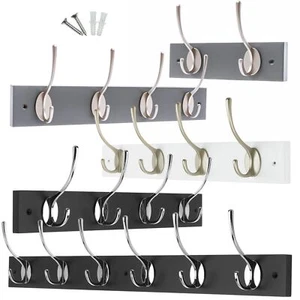 Coat Hooks for Wall Door, Wooden Wall Mounted Clothes Hanger, 3 Sizes - Picture 1 of 37