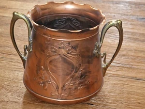 Antik WMF Jugendstil Kupfer Bowle Kübel Topf Sektkühler Blumenübertopf mn - Picture 1 of 14