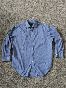 Lauren Ralph Lauren Button Front Shirt Blue Check Size 16 1/2 (large) - Picture 1 of 7