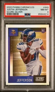 Justin Jefferson 2020 Chronicles Score RC #449 [Prizm plateado]-PSA 8-Vikingos - Imagen 1 de 2