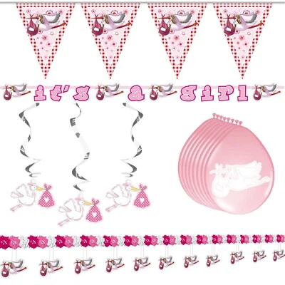 GESCHENKEPARADIES 24 Geburt Mädchen Deko Taufe Set Baby rosa Girl Party Dekoration Freudiges Ereignis
