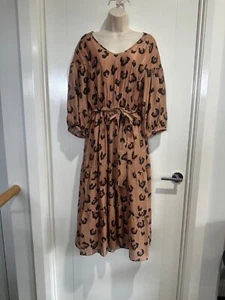 Witchery Leopard Print Dress with Pockets and Tie Belt Size 14 BNWOT - Picture 1 of 8