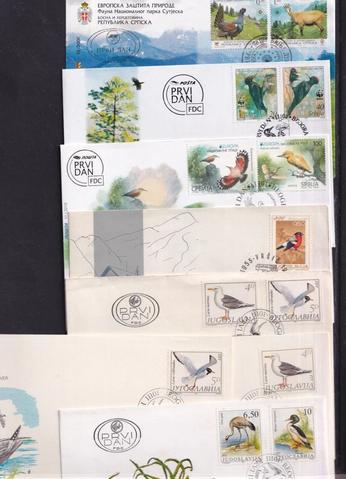 Serbia Yugoslavia Birds choice FDC Grouse WWF Woodpecker Heron Bullfinch Crane - Image 1 of 1