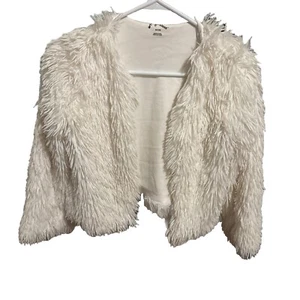 Girls Art Class White Faux Fur Jacket Size 7/8 Fun Stylish Formal Jeans - Picture 1 of 4