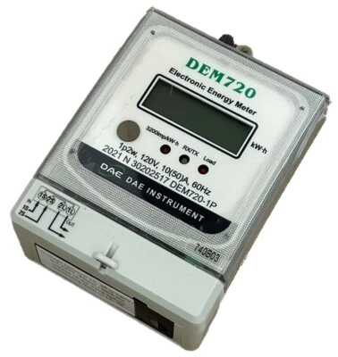 DAE DEM720-1P kWh Submeter, RS485, 1P2W(1 Hot wire,1N), 120v, 50A, Internal CT - Image 1 of 4