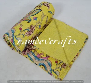 Patchwork Kantha Quilt Indian Handmade Cotton Twin Blanket Bedding Throw Gudri - Picture 1 of 7