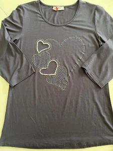 Blusa Bimy top donna camicia media con perline blu navy manica 3/4 nuova - Foto 1 di 7