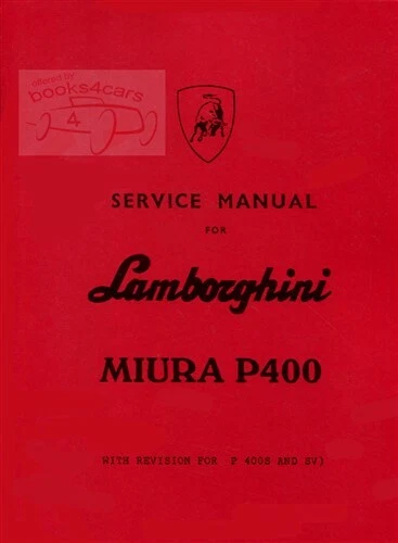 MIURA SHOP MANUAL LAMBORGHINI SERVICE REPAIR BOOK - Image 1 of 1