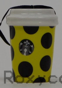 2015 Starbucks Holiday Yellow Citron Polka Dot Cup Christmas Tree Ornament NWOT - Picture 1 of 2