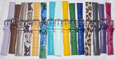 New LOT OF 15 MIXED COLORS TIMEX Midsize Unisex 16mm Genuine Leather Watch Band - Image 1 of 4