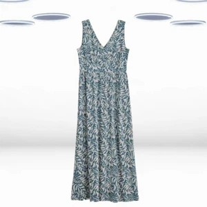 Ex Seasalt Women's Sleeveless Printed Ankle Length Jersey Dress in Blue - Picture 1 of 6