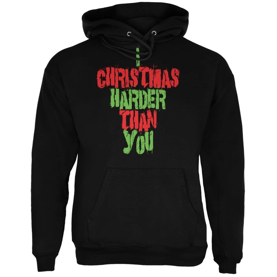 Sudadera con capucha negra Christmas Harder Than You para adulto Foto 1 de 1