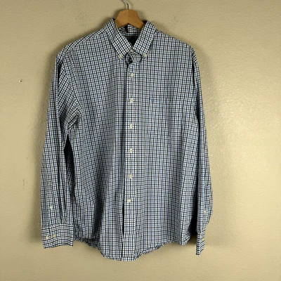 Izod Shirt Mens Size Large Blue Check 100% Cotton Button Down Pocket Logo Preppy - Image 1 of 4