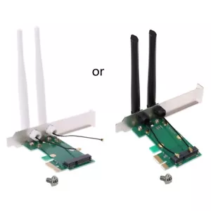 Wireless Card WiFi Mini PCI-E Express to PCI-E Adapter 2 Antenna External PC - Picture 1 of 9