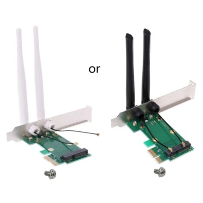 Wireless Card WiFi Mini PCI-E Express to PCI-E Adapter 2 Antenna External PC - Image 1 of 4
