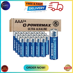 AAA Alkaline Batteries 24 Pack Powermax Battery 10 Year Shelf Life Long Lasting - Picture 1 of 13