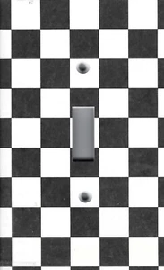 Light Switch Plate Cover HOME DECOR BLACK WHITE CHECKER BOARD PATTERN - Picture 1 of 26