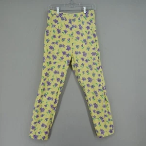 VTG Lilly Pulitzer Pants Size 6 Yellow Purple Floral Print Linen Blend High Rise - Picture 1 of 16