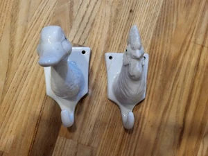 vintage barnyard family porcelain animal hooks Duck And Chicken - Picture 1 of 9