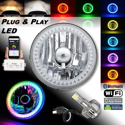 Faro halo perseguidor de color 5-3/4 RGB SMD 18/24 W bombilla LED apta para motocicleta Harley Foto 1 de 4