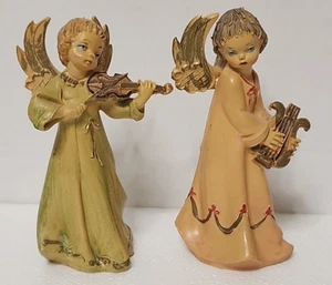 Pair Resin vinatge Angels 4.5” Depose Italy #162,163 spider mark orchestra - Picture 1 of 11
