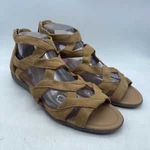 Comfortview Women's Size 10M Callie Brown Strappy Back Zip Open Tow Flat Sandals - Picture 1 of 11