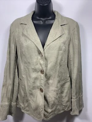 Blazer Jill Mujer Abotonada Mezcla de Lino Talla 8 Verde Mangas Largas Foto 1 de 4