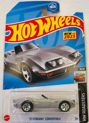 2023 HOT WHEELS - HW ROADSTERS - 72 STINGRAY CONVERTIBLE - Silver #132- 8/10 - Image 1 of 2