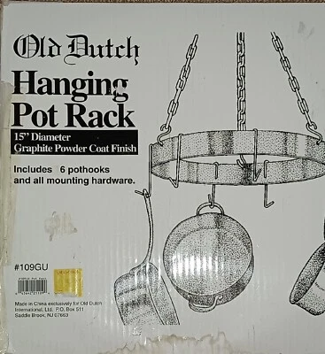 Old Dutch-  Hanging Pot &Pan Rack Graphite  Round With 6 Hooks  - Image 1 of 2
