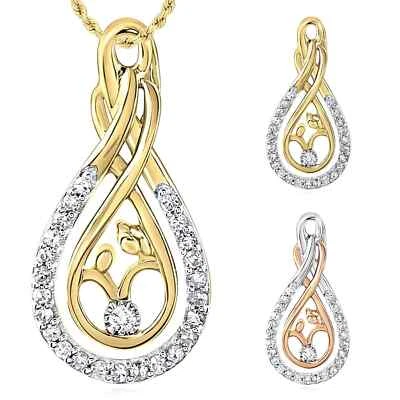 Colgante madre hijo rosa blanca amarilla oro 10K diamante natural 0,11 quilates Foto 1 de 3