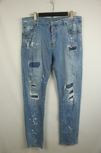 Jeans Dsquared2 blu denim cotone 5 tasche effetto invecchiato lavaggio medio gamba skinny 52