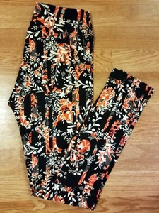 Leggings LuLaRoe OS floreale corallo bianco grigio nero sfondo geometrico taglia 2-10 - Foto 1 di 7