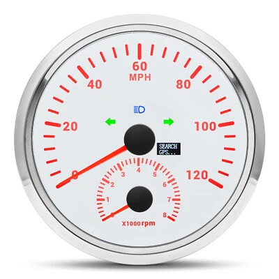 110mm 2 IN 1 Gauge GPS Speedometer 0-120MPH with Tacho 8000RPM Gauge for Boat - Image 1 of 4