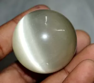 Piedra preciosa suelta con forma de bola ojo de gato crisoberilo blanco gris natural A++ 431,60 quilates - Imagen 1 de 13